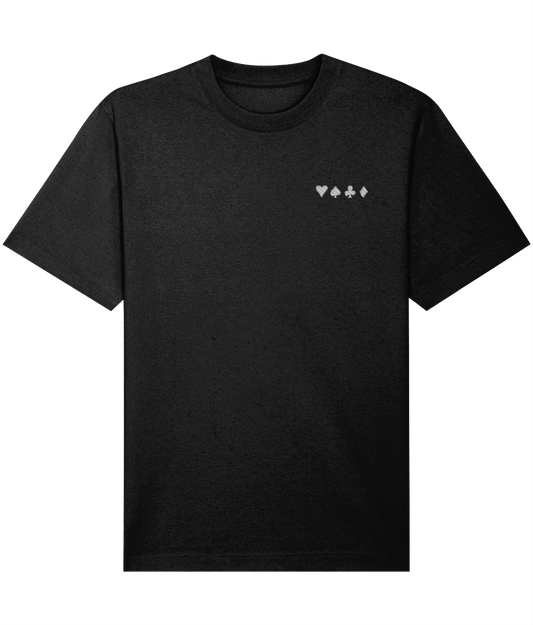 Black 'Suits' Embroidery Tee