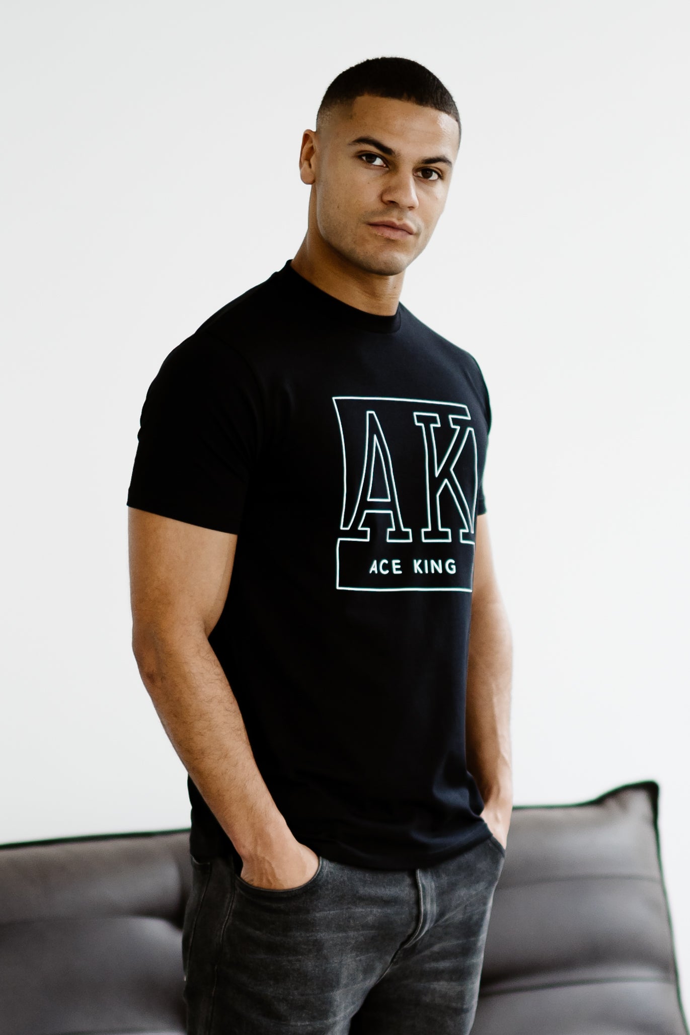 AK Graphic Print T-shirt – Black