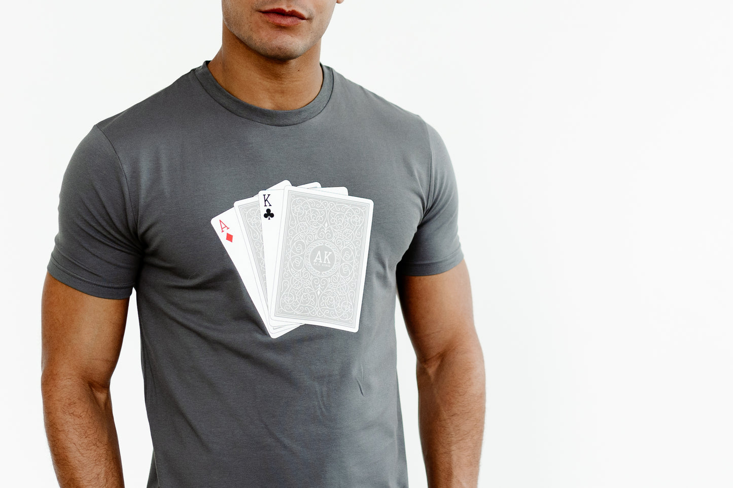 Ace King Card Print T-shirt – Grey