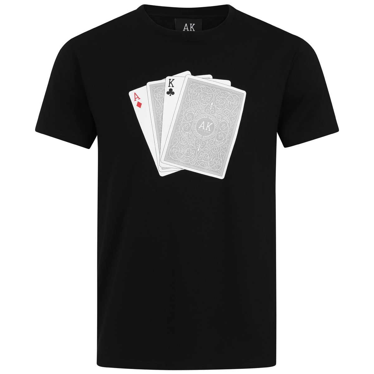 Card Print Fitted T-shirt – Black